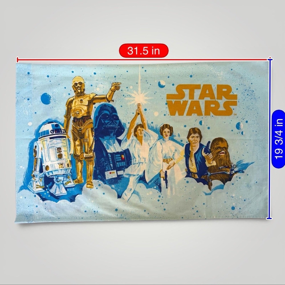 Vintage BIBB Star Wars Pillowcase Original Trilogy Luke Leia Darth Vader USA - Picture 5 of 5